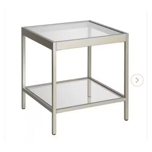 Meyer & Cross Alexis Satin Nickel Side Table 20 x 20 x 22‎ Inches, Modern, Glass